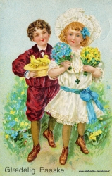 Karte zu Ostern, Dänemark, Junge, Mädchen, 1911