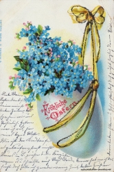 Karte zu Ostern, 1901, Osterei, Glitzer