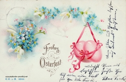 Karte zu Ostern, Osterei, erz, pink, 1887