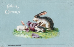 Karte zu Ostern, Osterhase, 1905