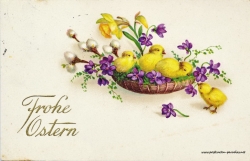 Karte zu Ostern,  Kücken, 1933