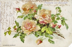 Grusskarte, Duftkarte, Rosen, 1900