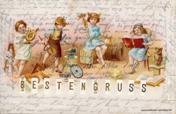 Grusskarte, Schiebekarte, Heinzelmännchen, 1901