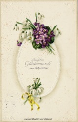 Geburtstagsgrüße,Postkarte Blumen violett Maiglöckchen 1916
