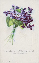 Geburtstagsgrüße,Postkarte Blumen violett