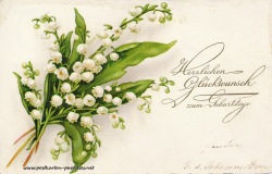 Geburtstagsgrüße,Postkarte Blumen  Maiglöckchen 1929