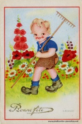 alte Geburtstagskarte Junge Frankreich