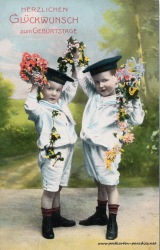 alte Geburtstagskarte Junge Matrosenuniform 1903