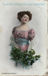 Namenstag, Frau, Blumen, 1911