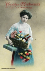 Namenstag, Frau, Blumen, Geschenke, 1914