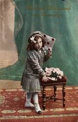 Namenstag, Maedchen, Brief, Blumen, 1905