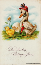Osterkarte Ente Kücken 1929