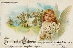 Osterkarte Mädchen 1898