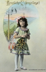 Osterkarte Mädchen 1920