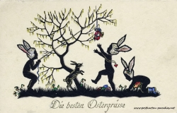 Osterkarte Kinder Osterhase Osterei Scherenschnitt