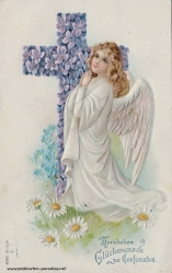 Glückwunsch, Engel, Kreuz, Prägung, 1908