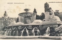 Historische Postkarte von München: Wittelsbacherbrunnen 1913