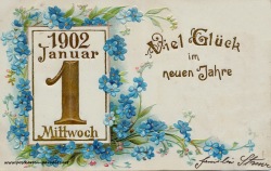alte Neujahrskarte Maiglöckchen Jugendstil, 1902