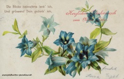 alte Neujahrskarte Lilien 1902