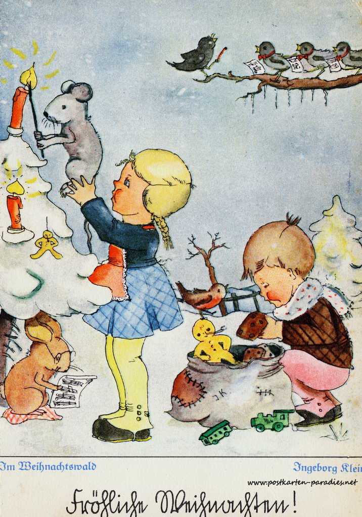 Weihnachtskarten Mit Kindern Und Weihnachtsmann Alte Postkarten