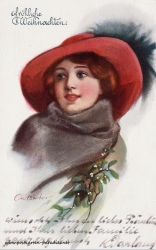 Weihnachtskarte Frau 1913